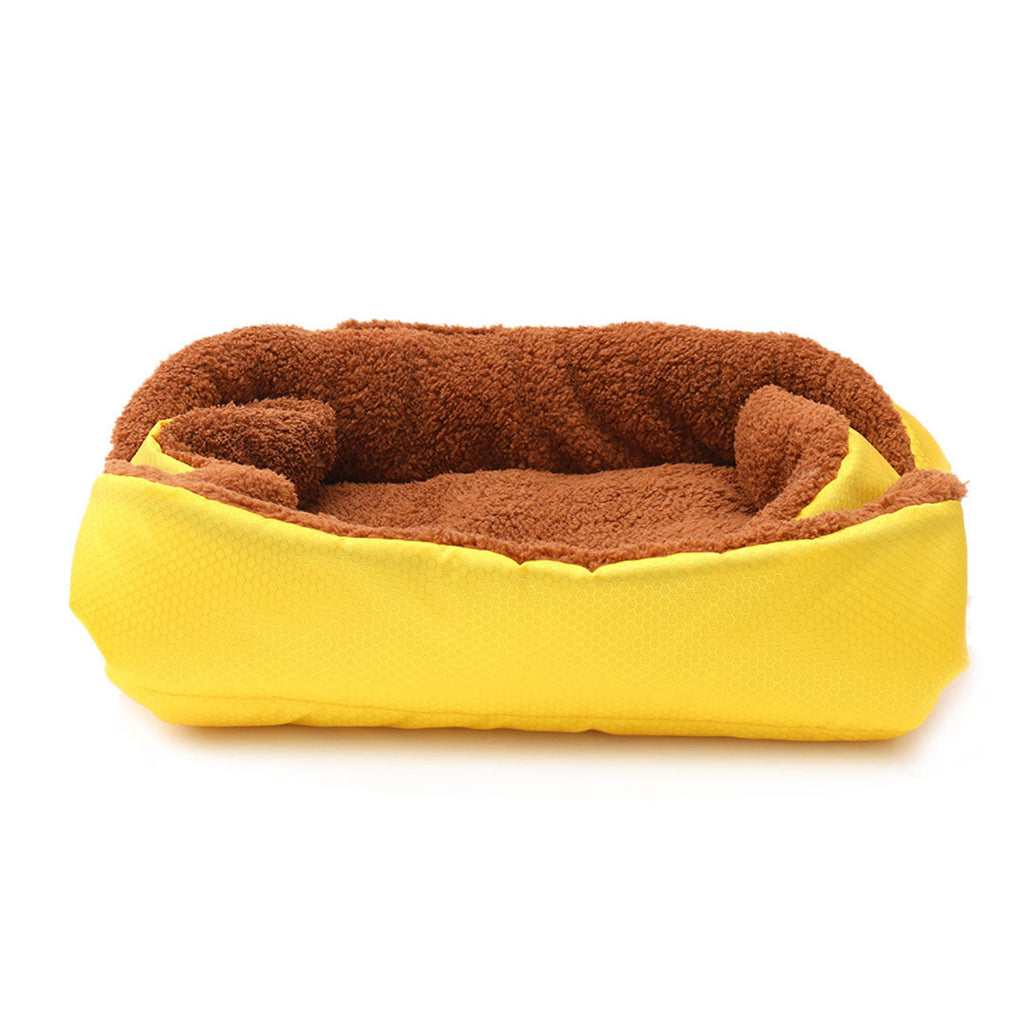 Coussin Nid Jaune 2-en-1 pour Chats et Chiens – Lit Douillet et Tapis de Transport