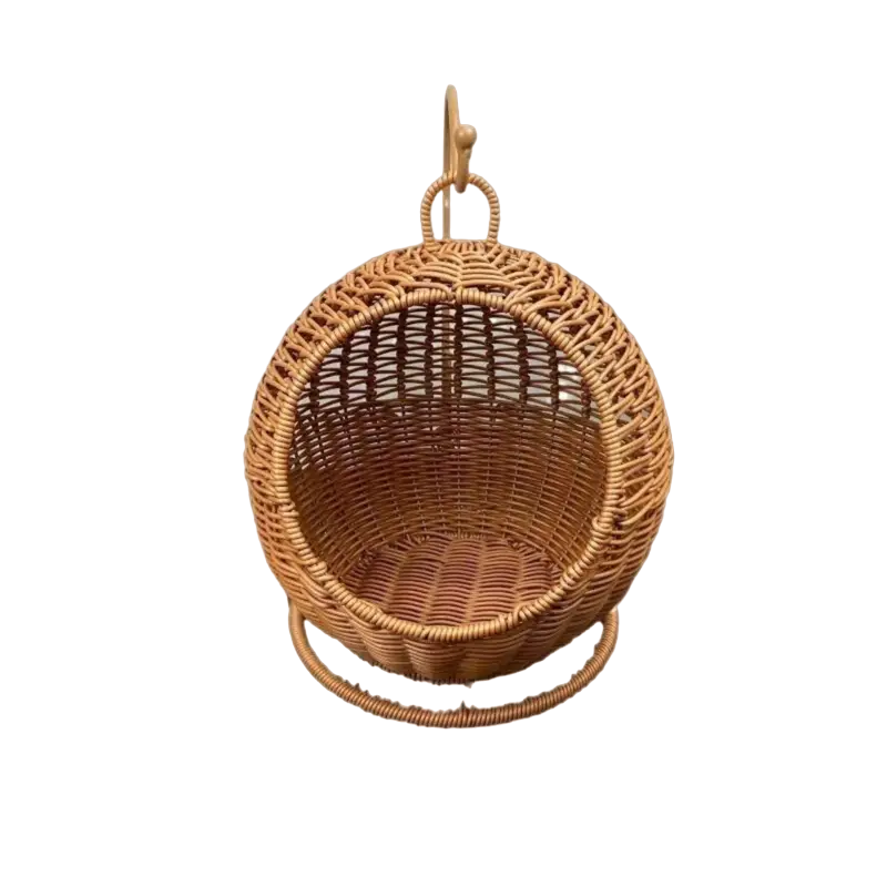 Imitation Rattan Cat Cage - Hanging Cat Nest with Semi-Enclosed Design