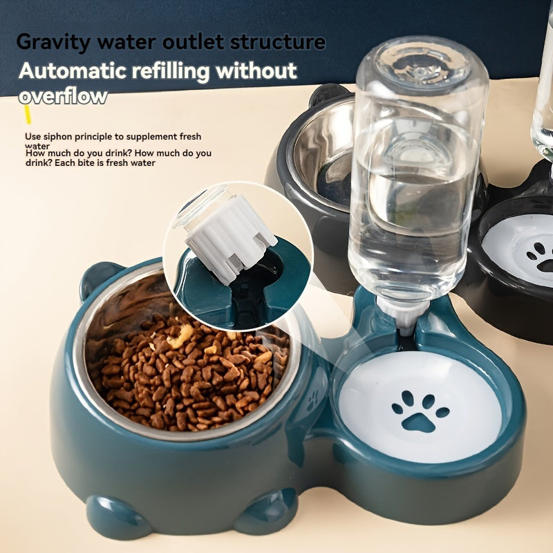 Distributeur 2-en-1 pour animaux avec distributeur d’eau automatique