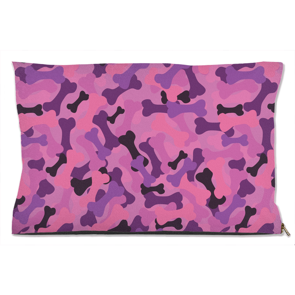 Bone Camo Pink Dog Bed