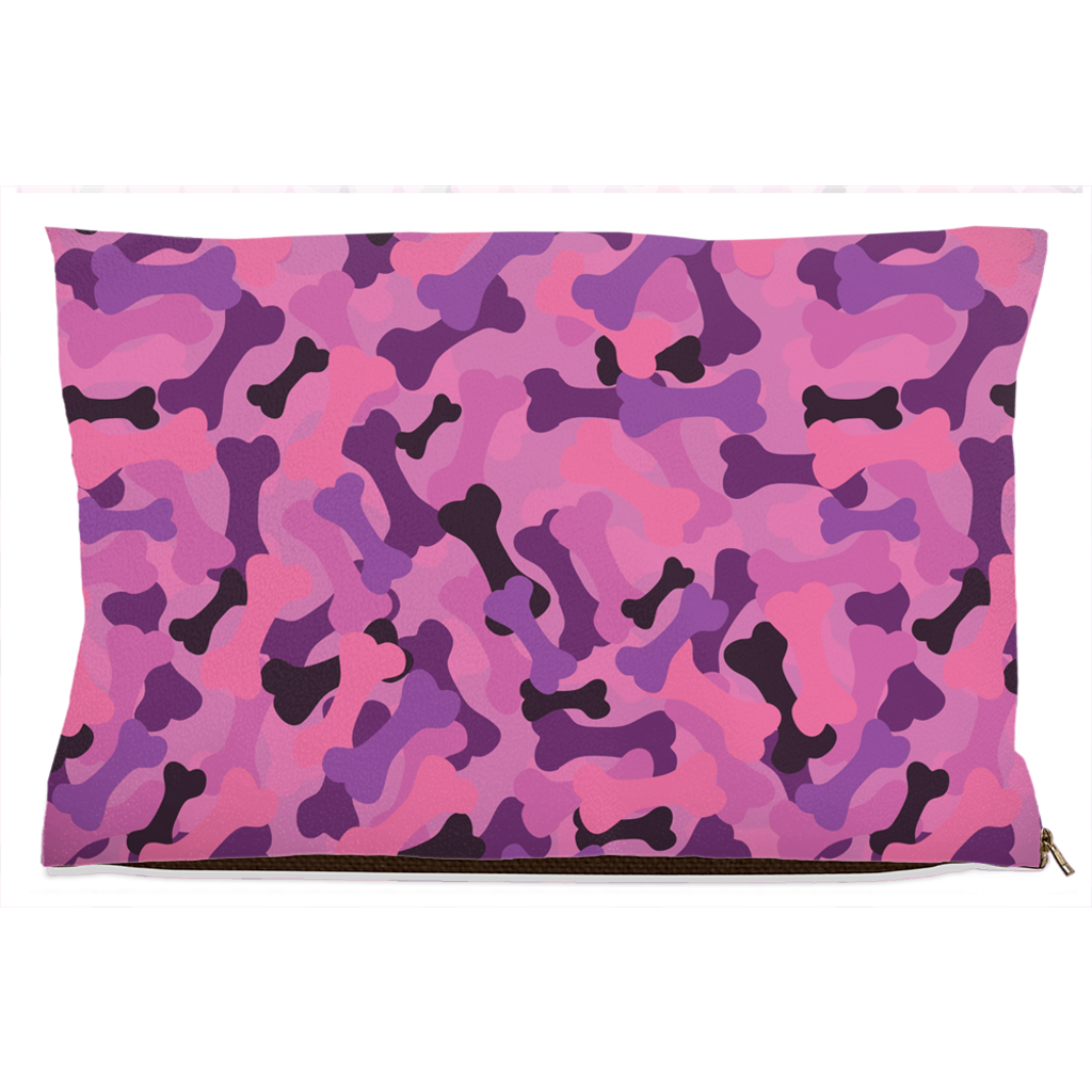 Bone Camo Pink Dog Bed