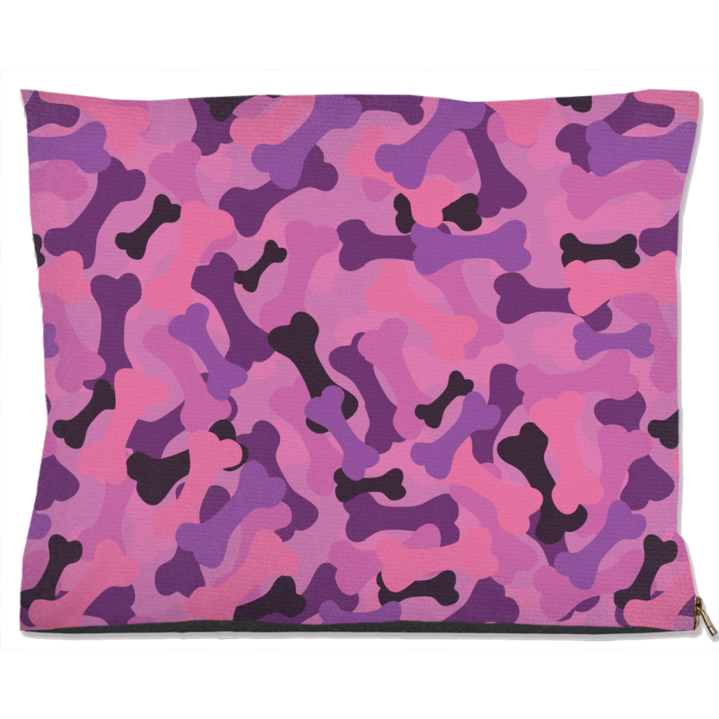 Bone Camo Pink Dog Bed
