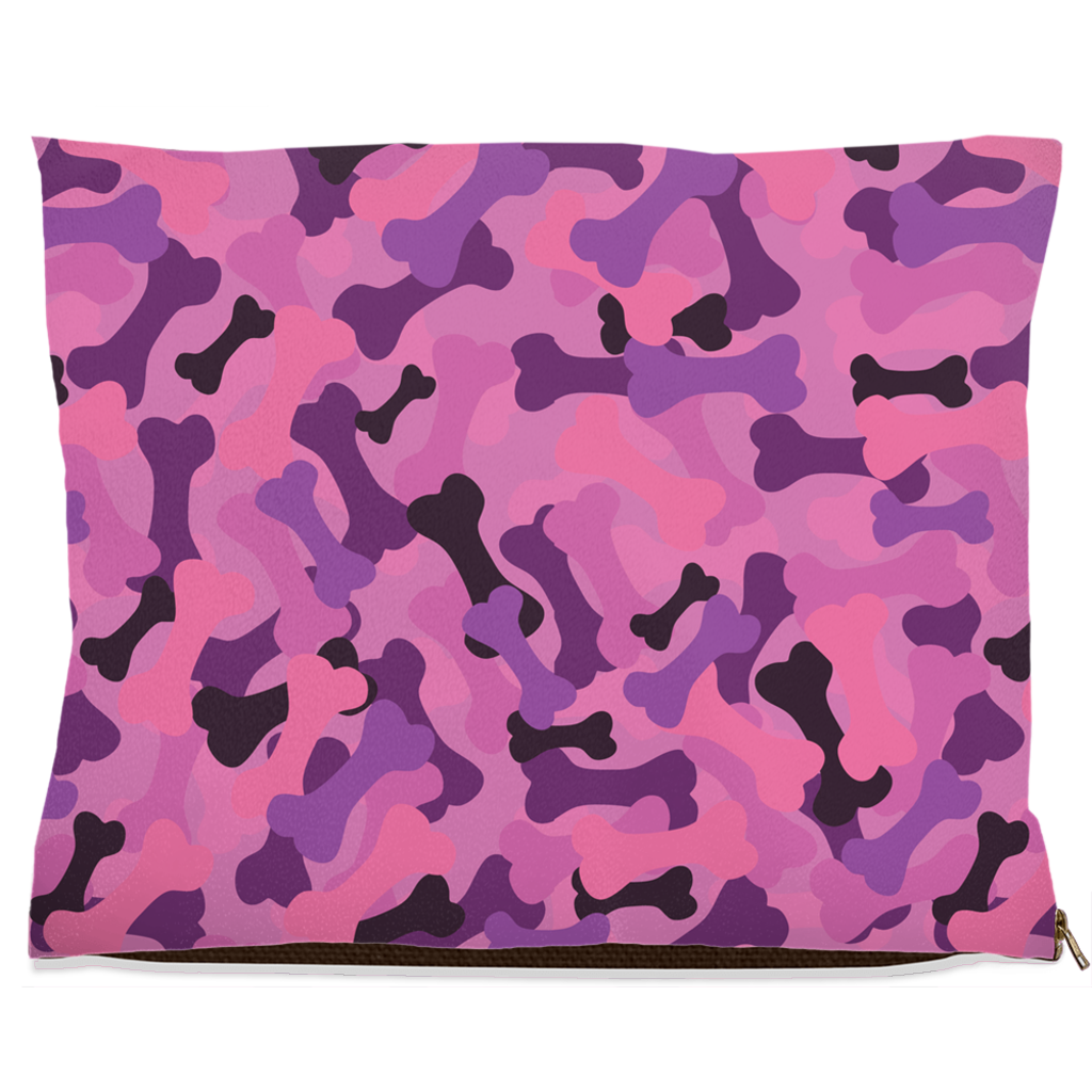 Bone Camo Pink Dog Bed