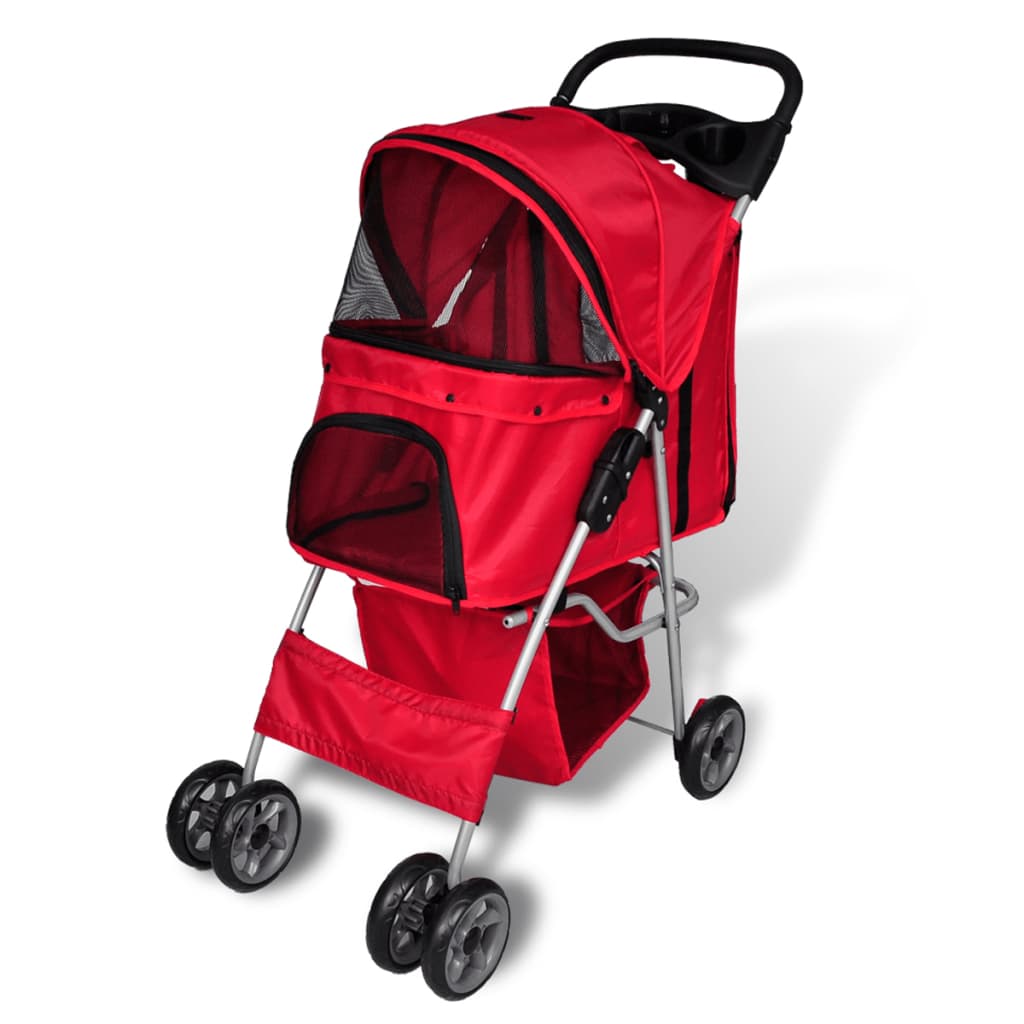 NNEVL Pet Stroller Travel Carrier Red Folding