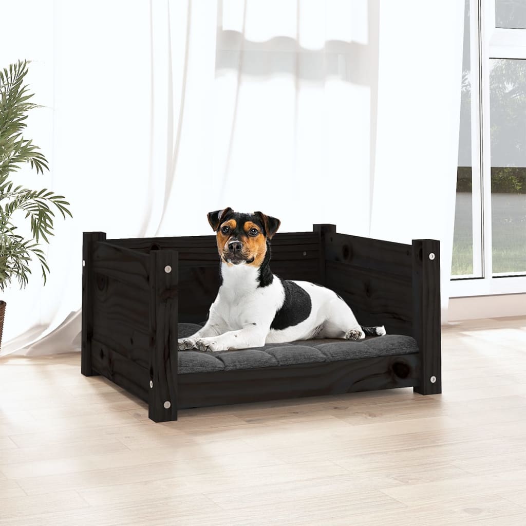 NNEVL Dog Bed Black 55.5x45.5x28 cm Solid Pine Wood