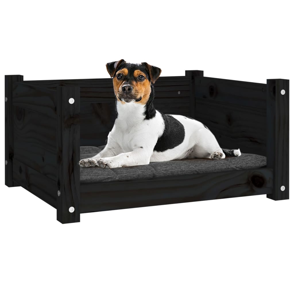 NNEVL Dog Bed Black 55.5x45.5x28 cm Solid Pine Wood