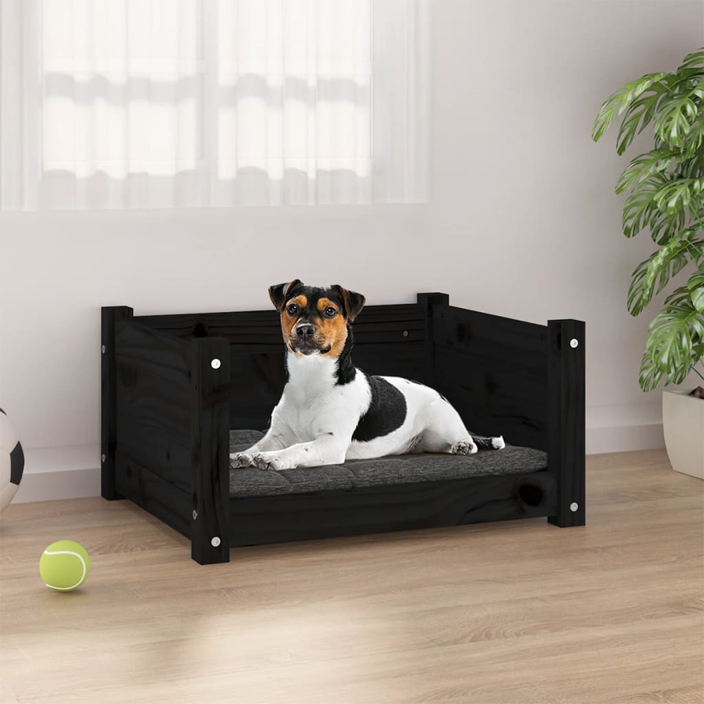 NNEVL Dog Bed Black 55.5x45.5x28 cm Solid Pine Wood