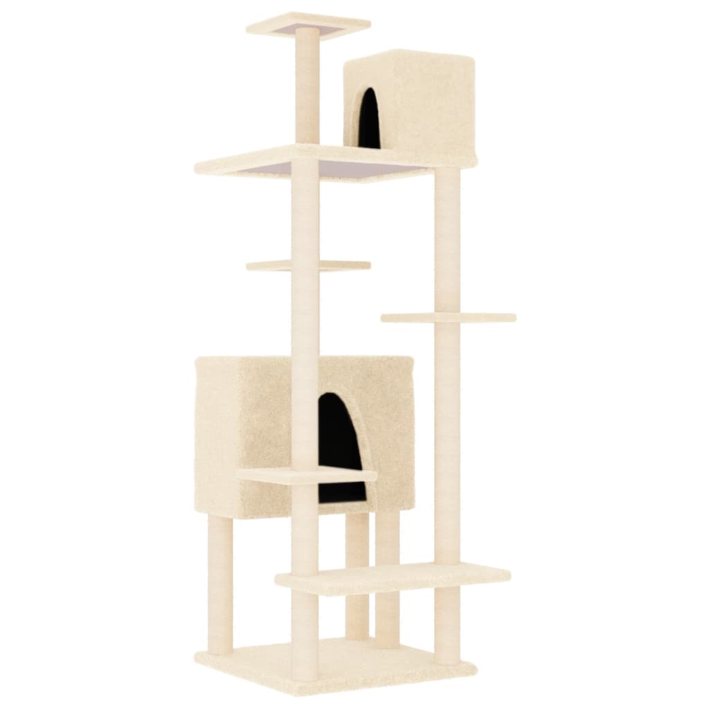 NNEVL Cat Tree with Sisal Scratching Posts Cream 154 cm
