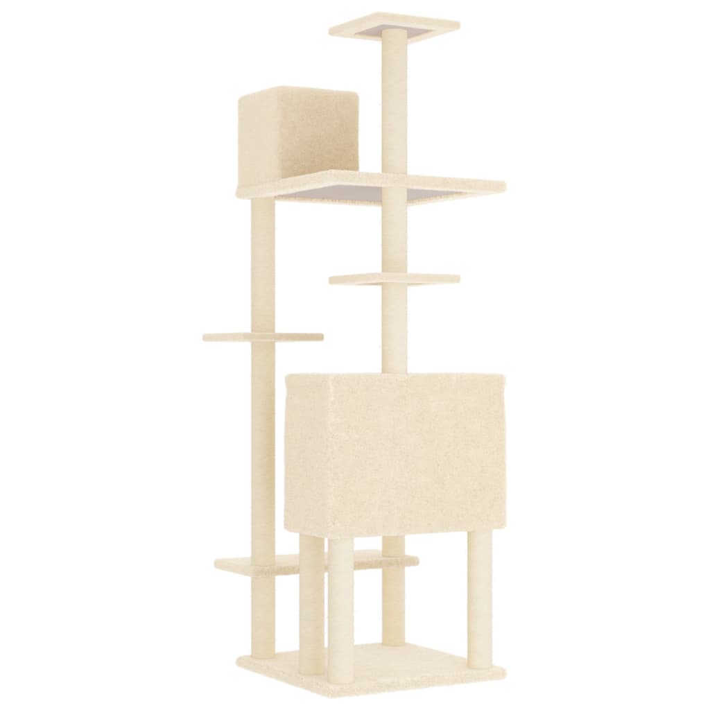 NNEVL Cat Tree with Sisal Scratching Posts Cream 154 cm