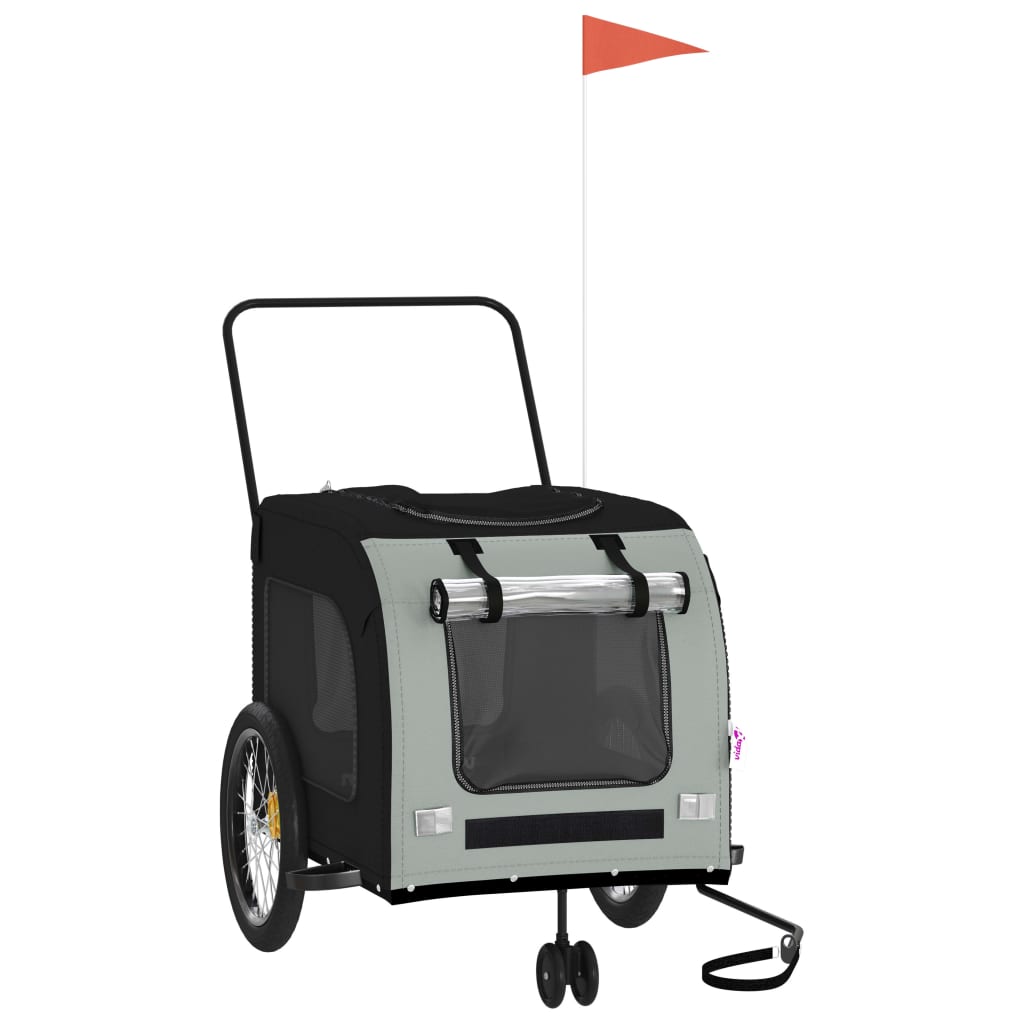 Remorque Vélo pour Chien NNEVL – Noir et Gris en Tissu Oxford et Fer