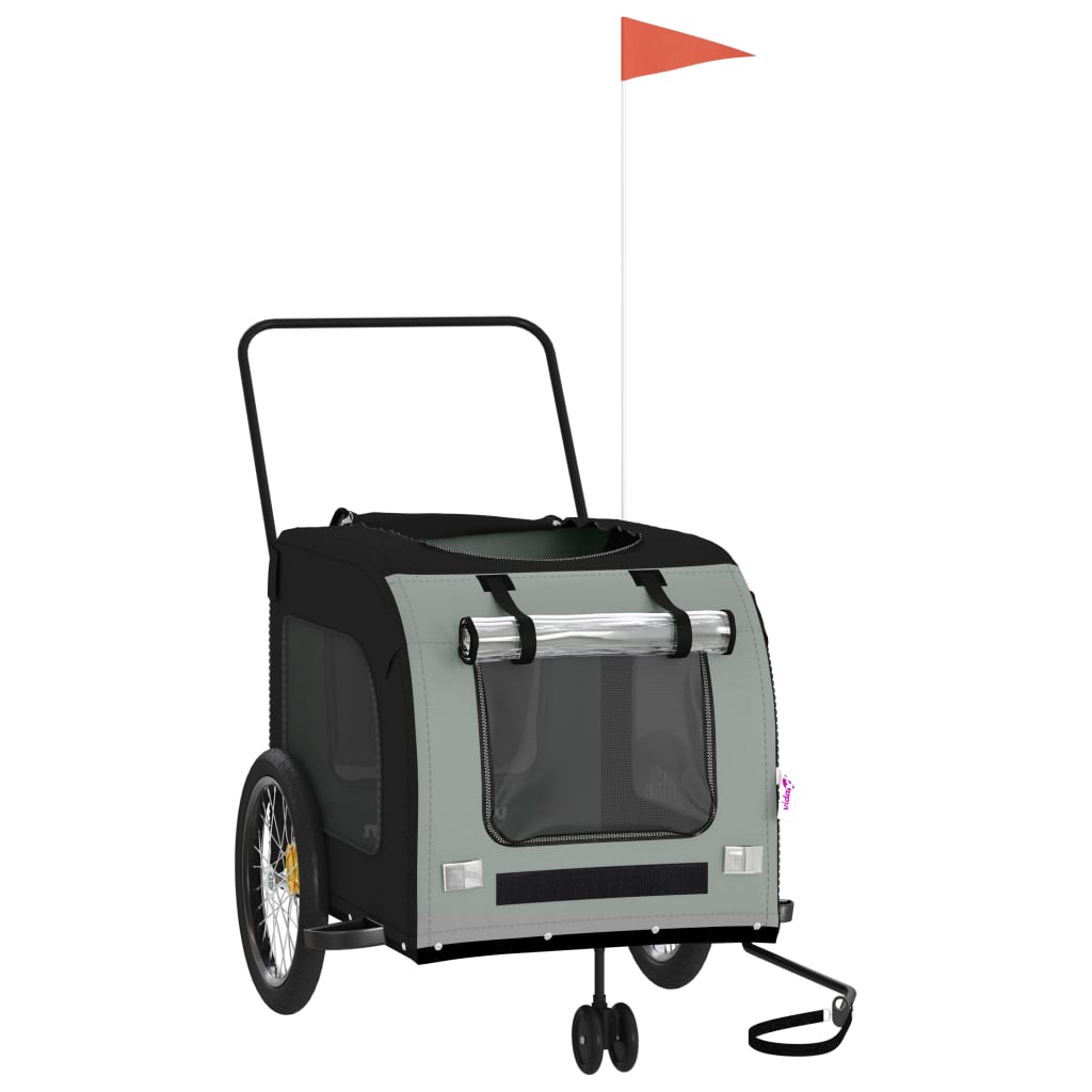 Remorque Vélo pour Chien NNEVL – Noir et Gris en Tissu Oxford et Fer