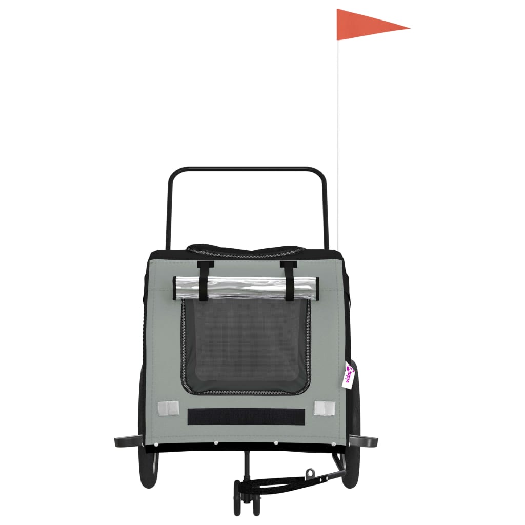 Remorque Vélo pour Chien NNEVL – Noir et Gris en Tissu Oxford et Fer