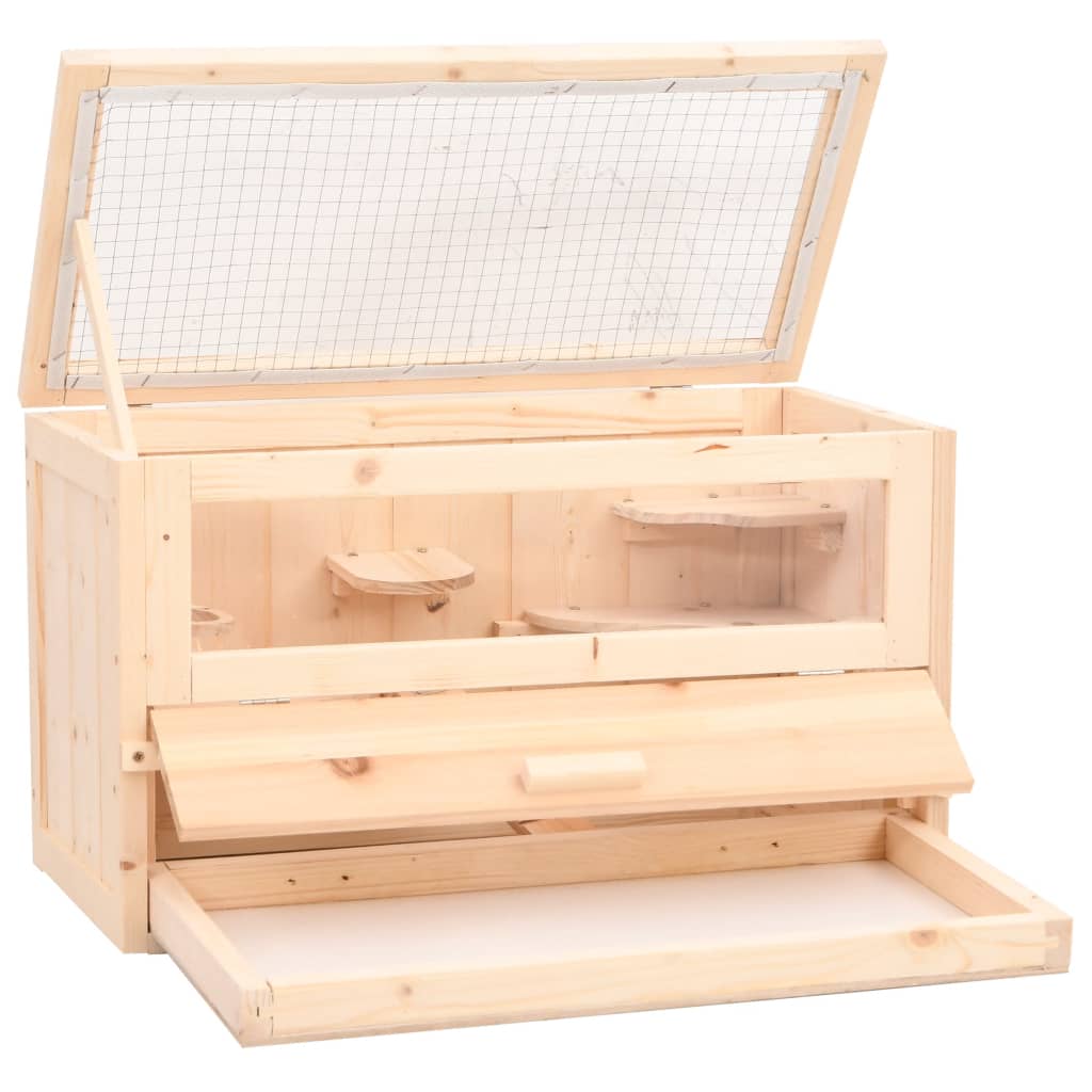 NNEVL Hamster Cage 60x30x35 cm Solid Wood Fir