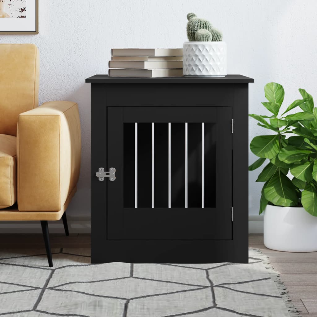 NNEVL Dog Crate Furniture Black 64.5x80x71 cm Engineered Wood