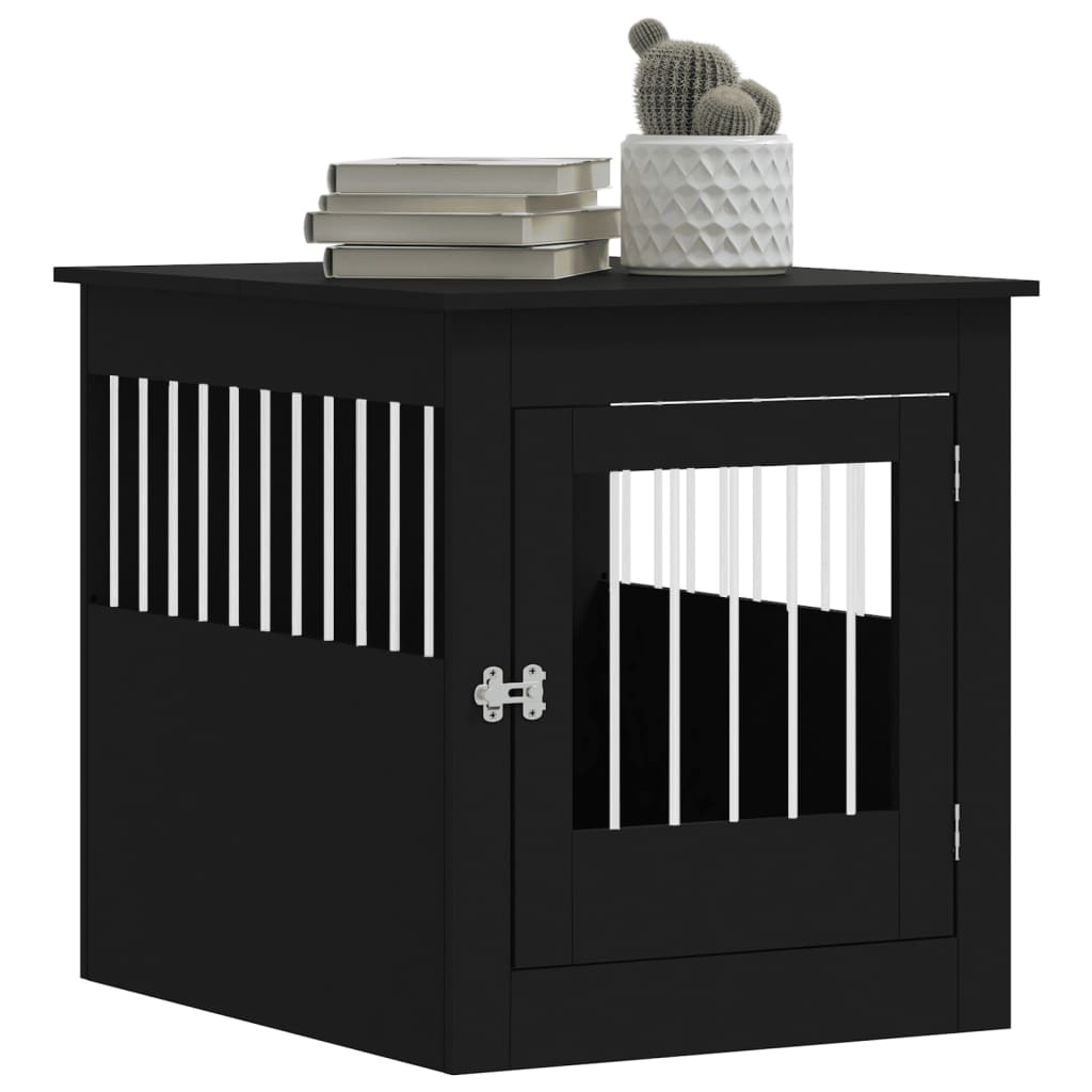 NNEVL Dog Crate Furniture Black 64.5x80x71 cm Engineered Wood