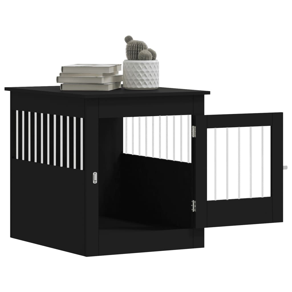 NNEVL Dog Crate Furniture Black 64.5x80x71 cm Engineered Wood
