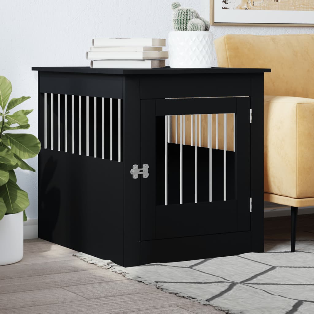 NNEVL Dog Crate Furniture Black 64.5x80x71 cm Engineered Wood