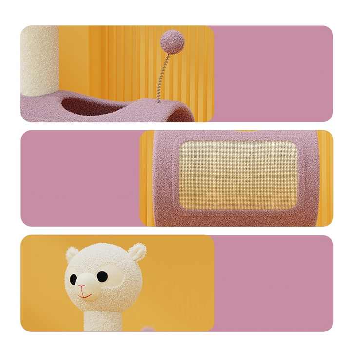 Arbre à chat vert thème dinosaure NNEDSZ – Arbre à chat multifonction avec tunnel, griffoir et maison de jeu