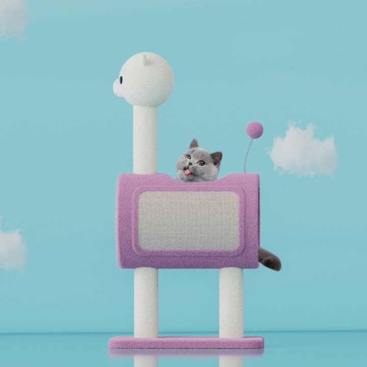 Arbre à chat vert thème dinosaure NNEDSZ – Arbre à chat multifonction avec tunnel, griffoir et maison de jeu