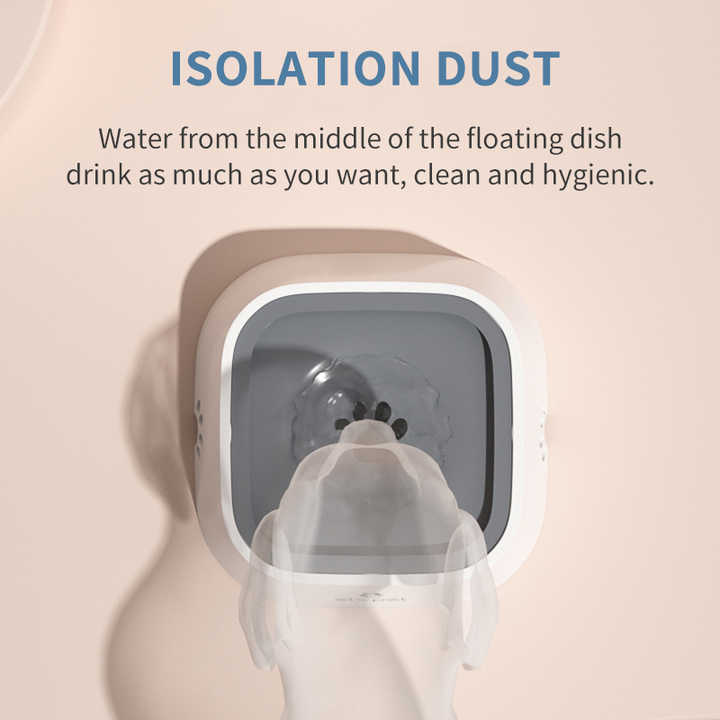 NNEDSZ White Anti-Spill Floating Pet Water Bowl for Dogs and Cats - 1L Capacity, Splash-Proof and Anti-Wet Mouth Design