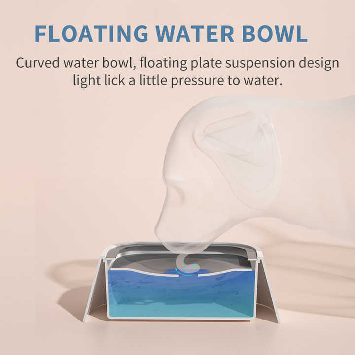 NNEDSZ White Anti-Spill Floating Pet Water Bowl for Dogs and Cats - 1L Capacity, Splash-Proof and Anti-Wet Mouth Design