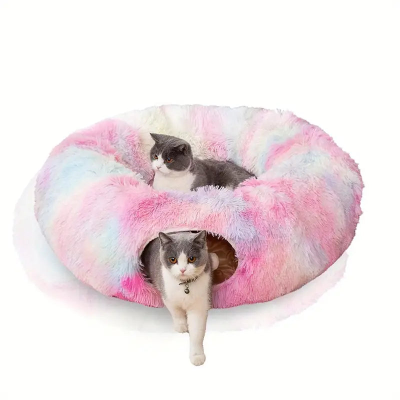 NNETM Cozy Plush Cat Tunnel Nest with Hanging Ball Toy - Perfect Kitten Hideaway