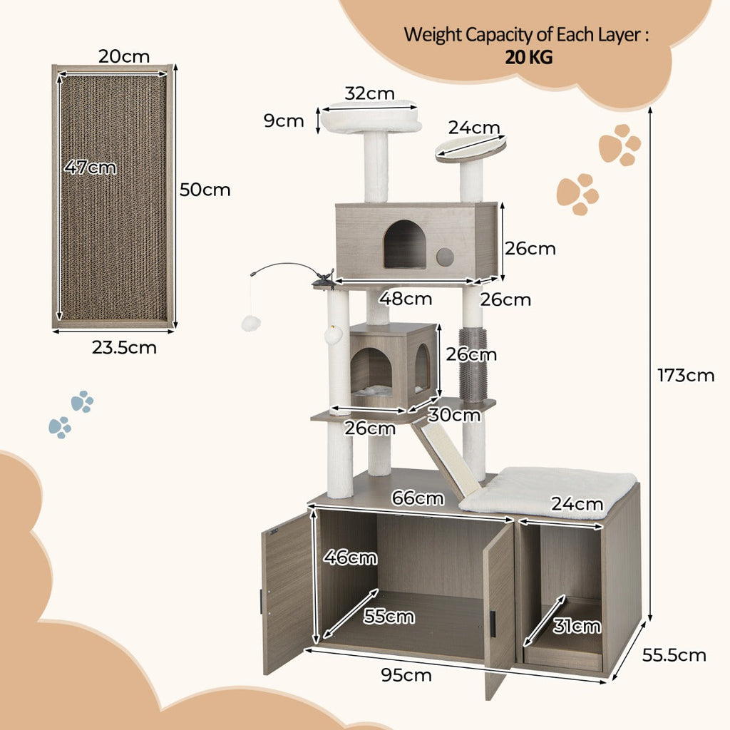 NNECW Modern Cat Tower with Double Condos for Indoor Cars