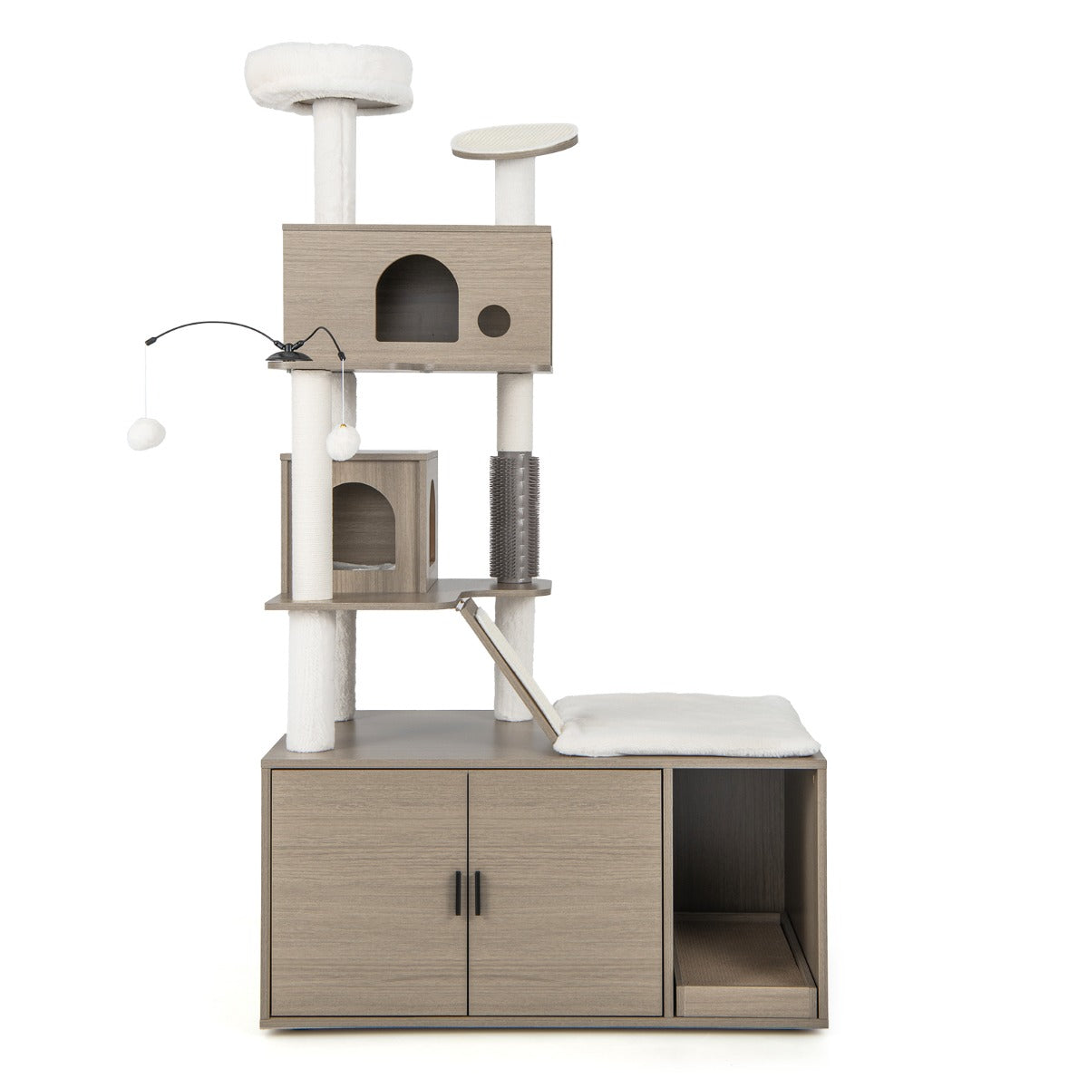 NNECW Modern Cat Tower with Double Condos for Indoor Cars