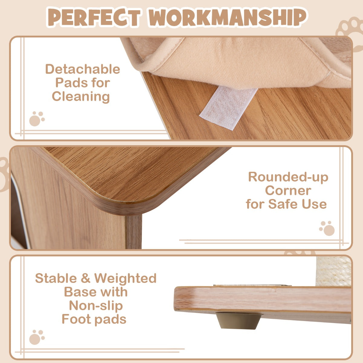 NNECW Multi-Level Tall Modern Cat Tree with 2 Top Plush Perches